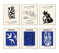 HOGEBIG Master Impressions d'art mural abstrait Matisse Affiches d'exposition vintage Impressions d'art rétro Décoration de chambre à coucher esthétique (20,3 x 25,4 cm, sans cadre, style E)