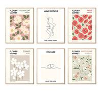 HOGEBIG Poster de marché aux fleurs - Décoration murale minimaliste - Thème couple d'amour - Impression sur toile - Décoration murale florale colorée (20,3 x 25,4 cm, sans cadre)