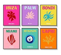 HOGEBIG Preppy décoration murale de voyage décoration murale esthétique Impressions d'art mural abstraites colorées, affiches esthétiques pour chambre 11"x14" (27.9x35.6cm) SANS CADRE