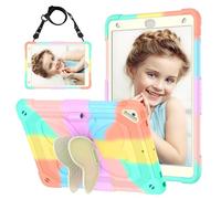Hogenl Coque pour iPad 9ème Génération 2021 10.2 Pouces, iPad 8ème Gén 2020 Housse, iPad 7ème Gén 10,2" 2019 Étui avec Support Papillon & Bandoulière Protection complète à 360° Case, Coloré