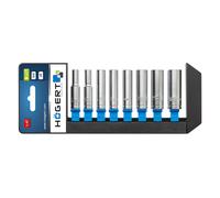 Högert Jeu de clés à douille HT1A886 – Acier chrome‑vanadium, longue 50 mm Noir/Bleu/Gris