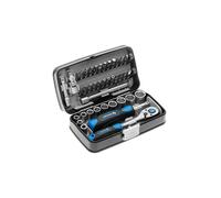 Högert Technik - Boite à Outils, Outils Bricolage, Mallette à Outils, Trousse a Outils, Jeu de Douilles et Équipement 1/4", Mécanisme à Cliquet avec 72 Dents - HT1R462, 38 Pièces