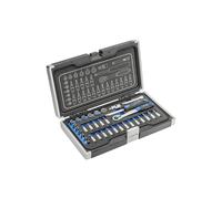 Högert Technik - Boite à Outils, Outils Bricolage, Mallette à Outils, Trousse a Outils, Douilles, Embouts et Équipement 1/4", Mécanisme à Cliquet avec 72 Dents - HT1R464, 34 Pièces