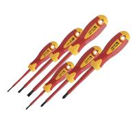 Högert Technik Kit de 6 tournevis HT1S996 – isolés magnétiques 1000 V acier S2 Rouge/Jaune