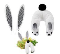 Hoghaki Couronne de lapin - Couronne de Pâques avec oreilles de lapin voleur - Couronne de lapin de printemps et de Pâques - Décoration extérieure à suspendre - Panneau de bienvenue