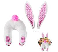 Hoghaki Couronne de lapin - Couronne de Pâques avec oreilles de lapin voleur - Couronne de lapin de printemps et de Pâques - Décoration extérieure à suspendre - Panneau de bienvenue