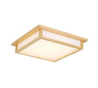 HOGNYAU Plafonnier LED De Style Japonais, Plafonnier Carré À Économie D'énergie En Bois, Télécommande À Gradation Infinie 3000K-6000K, Luminaire De Décoration D'intérieur Proche Du Plafond, Pour Burea