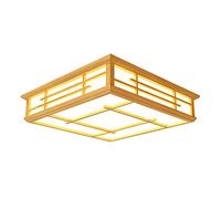 HOGNYAU Plafonniers LED De Style Japonais, Luminaires Carrés En Bois Proches Du Plafond, Luminaire D'installation Intégré, Lampe À Panneau Tricolore À Intensité Variable, Pour Chambre À Coucher,Cuisin