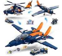 HOGOKIDS 3 en 1 Ensemble de Construction d'avion de Chasse, Ensemble de Jouets de Construction d'avion à hélice Militaire, Cadeau de Jouets Militaires pour Enfants garçons Filles 8+, 738 pcs