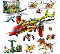 HOGOKIDS 3-en-1 Kit de Construction d'avion avec Dinosaure pour Enfants | Figurines de dinosaures, maquette d'hélicoptère, cadeaux d'anniversaire et de Noël pour garçons et filles de 6 ans et plus
