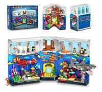 HOGOKIDS Aquarium Book Nook à Construire - 1064PCS Maquette Aquarium avec LED, Décor Marin Réaliste, Cadeau Adultes & Enfants