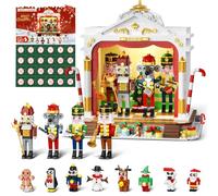 HOGOKIDS Calendrier de l’Avent 2025 Théâtre de Noël avec Lumière, Calendrier Compte à Rebours 24 Jours, Mini Blocs 3,6cm avec 4 Casse-Noisette & 8 Minifigures, Cadeau pour Adultes Filles Garçons 10+