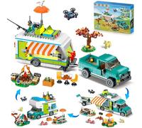 HOGOKIDS Camper Van Building Set avec lumière LED - 3-in-1 Vacances RV Camper Jouet de Construction pour Enfants 879 PCS Véhicules Amis Creative Aventure Camping Cadeau pour Garçons Filles 6-12 Ans