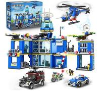 HOGOKIDS City Police Coffret Construction 1260 Pièces avec Hélicoptère, Moto, Voiture - Jouet STEM et Cadeau Enfants 8+ Ans