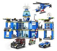 HOGOKIDS Commissariat de Police de la ville - Jouets de construction avec hélicoptère moto voiture de police bandits voiture - 1260 pièces G