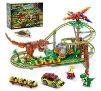 HOGOKIDS Dinosaures montagnes russes - 1222 pièces - Jouet de construction avec 4 dinosaures, véhicule tout-terrain, modèles de dinosaures, cadeau pour adultes, filles et garçons à partir de 8 ans