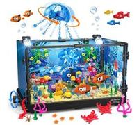 HOGOKIDS Ensemble de construction d'aquarium avec lumière LED 725 pièces Cadeau pour Enfants Adultes 6+ ans G