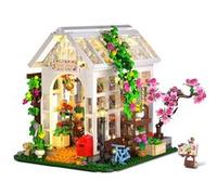 HOGOKIDS Flower House Kit de Construction avec Lumière LED - 1332 Pièces Maison de Jardin avec Fleurs, Plantes, Perroquet, Chat, Cadeau Noël 6-12 Ans G
