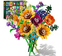 HOGOKIDS Kit de Construction Calendrier l'Avent Bouquet de Fleurs Sauvages | 24 jours Kit de construction de fleurs pour compte à rebours de Noël avec lumières, botanique et cadeau pour adultes filles
