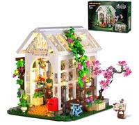HOGOKIDS Kit de construction de maison de fleurs avec LED, blocs de construction de serre, plantes et animaux, jouet de construction STEM, cadeau d'anniversaire pour filles de 6 ans et plus