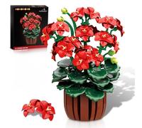 HOGOKIDS Kit de géranium botanique - 548 pièces de bonsaï artificiel pour la décoration de la maison et du bureau blocs d'affichage fleurs en pot artisanat cadeau d'anniversaire pour adultes et filles