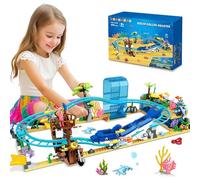HOGOKIDS Ocean Roller Coaster Building Set - Blocs de Construction Aquarium 675 PCS avec Bateau Pirate et Dauphin Rail, Montagnes Russes Cadeau pour Enfants 6-12 Ans Filles Garçons