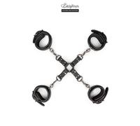 Hogtie en cuir Menottes en croix pour Poignets et Chevilles - EASYTOYS