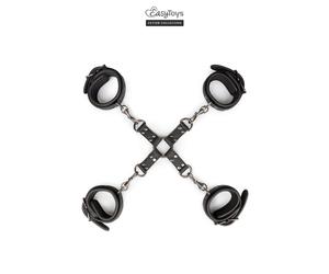 Hogtie en cuir Menottes en croix pour Poignets et Chevilles - EASYTOYS