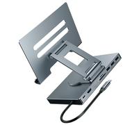 hogtnd 2 supports rotatifs de type C pour ordinateur portable avec adaptateur PD100 W Gigabit port réseau 3,5 mm pliable en aluminium Dissipation de la chaleur Design Type C Support rotatif Station