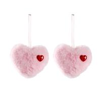 hogtnd 2Pcs Plush Heart Shape Ball Ornament Hanging for Christmas Tree Mantels Door Valentine's Day Wedding Party Decoration Heart