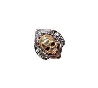 hogtnd Bagues réglables en forme de tête de mort avec perles antiques et bijoux en cuivre pour un style gothique unique, bijoux unisexes, comme décrit