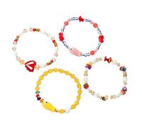 hogtnd Bracelet à breloques en forme de poisson en verre avec de belles perles en forme de cœur, parfait pour un usage quotidien, bijou élégant pour femme, taille unique, comme décrit