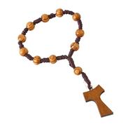 hogtnd Chapelet en bois de 8 mm avec croix pour prière et conscience, couleur naturelle, 8 mm, perles en bois pour homme