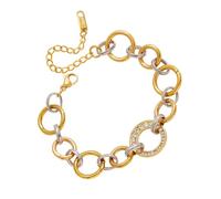 hogtnd Circulaire en Acier Inoxydable, modèles Simples et élégants, Or Argent, Deux Tons, Bijoux élégants pour Femmes, Cerceau à la Mode