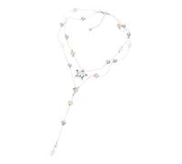 hogtnd Collier de perles artificielles multicouches avec pendentif étoile à cinq branches, bijoux simples et élégants pour femme, vêtements de tous les jours, collier de perles double couche étoile