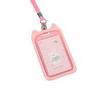 hogtnd Couverture de Carte en Silicone de Dessin animé, Porte-Badge d ' Oreille de Chat Vertical avec lanière de Cou, Parfait pour Les Amoureux des Chats, Porte-Carte d ' identité en Silicone