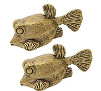 hogtnd Look unique, ornements décoratifs faits à la main en laiton, poissons sphériques, pour décoration de la maison rétro, bureau ou salon, figurine en laiton, poissons de valise