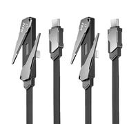 hogtnd Lot de 2 câbles de données tressés en alliage de zinc avec support pliable pour visionner 120 cm USB C câble de connexion renforcé