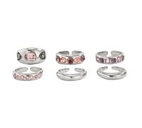 hogtnd Lot de 6 magnifiques bagues empilables avec pierres précieuses, idéales pour différentes occasions et pour offrir des bagues en pierre précieuse, comme décrit