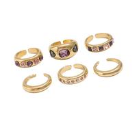 hogtnd Lot de 6 magnifiques bagues empilables avec pierres précieuses, idéales pour différentes occasions et pour offrir des bagues en pierre précieuse