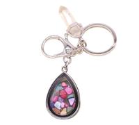 hogtnd Médaillon photo en forme de goutte d'eau en pierre naturelle et cristaux pour cadeau sentimental et utilisation pratique pour sac à dos, Coquillages colorés, taille unique