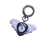 hogtnd Porte-clés décoratif délicat avec horloge et aile pour coque de téléphone, clés ou sac à main, décoration d'aile d'ange