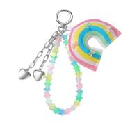 hogtnd Porte-clés en corde tressée étoile en cuir arc-en-ciel pour voiture - Joli cœur - Pendentif de sac - Ornements de charme - Corde tressée - Porte-clés en forme d'étoile, a