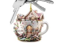 Hogvinnatil 2D, acrylique 2d Pandant - Pendentif acrylique chalet de conte de fées - adultes ramassent un charme de rêve léger pour le sac à bandoulière