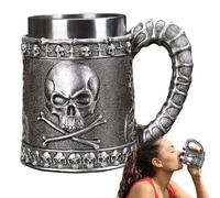 Hogvinnatil Beer Stein, Beer Stein Tasse - Verre à bière en acier inoxydable, nouveauté du roman et réutilisable isolation avec poignée pour boire, anniversaire, maison, camping, fête d'Halloween