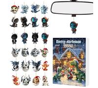 Hogvinnatil Calendrier de l'Avent - Calendrier de compte à rebours avec 24 dragons | souvenir en acrylique 2D plat pour clôture, salon, étagère, arbre, fenêtre, mur