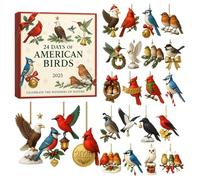 Hogvinnatil Calendrier De L'Avent Pour Noël Aux Oiseaux | 24 Jours Ornements Acryliques 2D - Calendrier De Compte À Rebours Oiseau Coloré | Pour Maison Arbre Noël Rétroviseur Voiture Cadeaux Fête