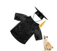 Hogvinnatil Casquette et toga de remise de diplôme pour chiens | Ensemble lavable pour animaux de compagnie - Chemise lavable avec pompons pour chiots, poupées et Halloween