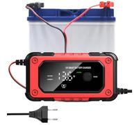 Hogvinnatil Chargeur de batterie de voiture, chargeur d'entretien intelligent 12 V et 6 A - Écran LCD mainteneur automatique désulfateur - pour garage extérieur, route