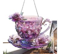 Hogvinnatil Décor Suspendu en Acrylique 2D,Pendentif Acrylique Plat Tasse À Café | Art Vintage en Relief Qui Capture la Lumière du Soleil pour Salon, Chambre, Salle à Manger, Porche, Extérieur,
